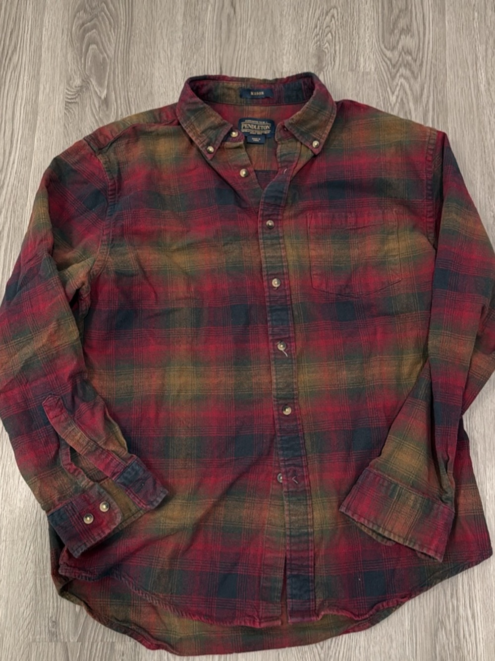 Pendleton Red, Green & Navy Plaid Button-Down Shirt